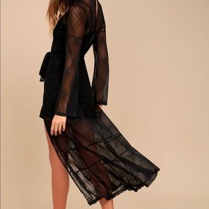 Black Long Lace Dress Long Sleeve
